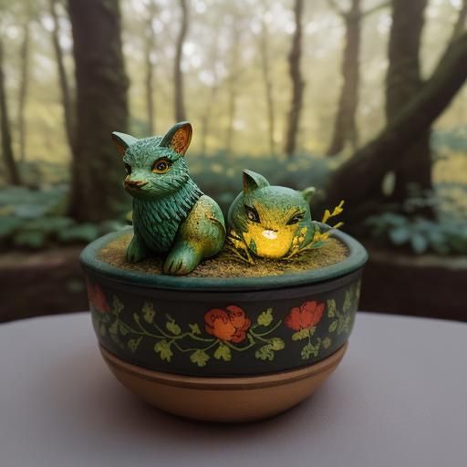 Mystical Forest Folk Figurines in Macro Photography