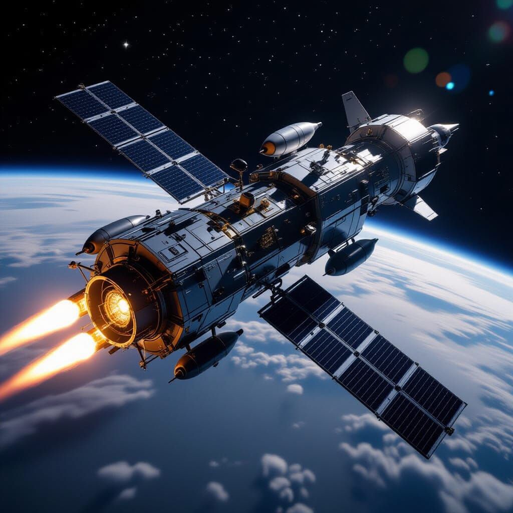 Futuristic Modular Satellite with ICBM Interceptors