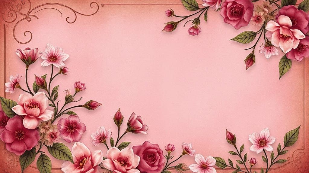 Whimsical Floral Fantasy, Oil-Painted Digital Artwork in Vin...