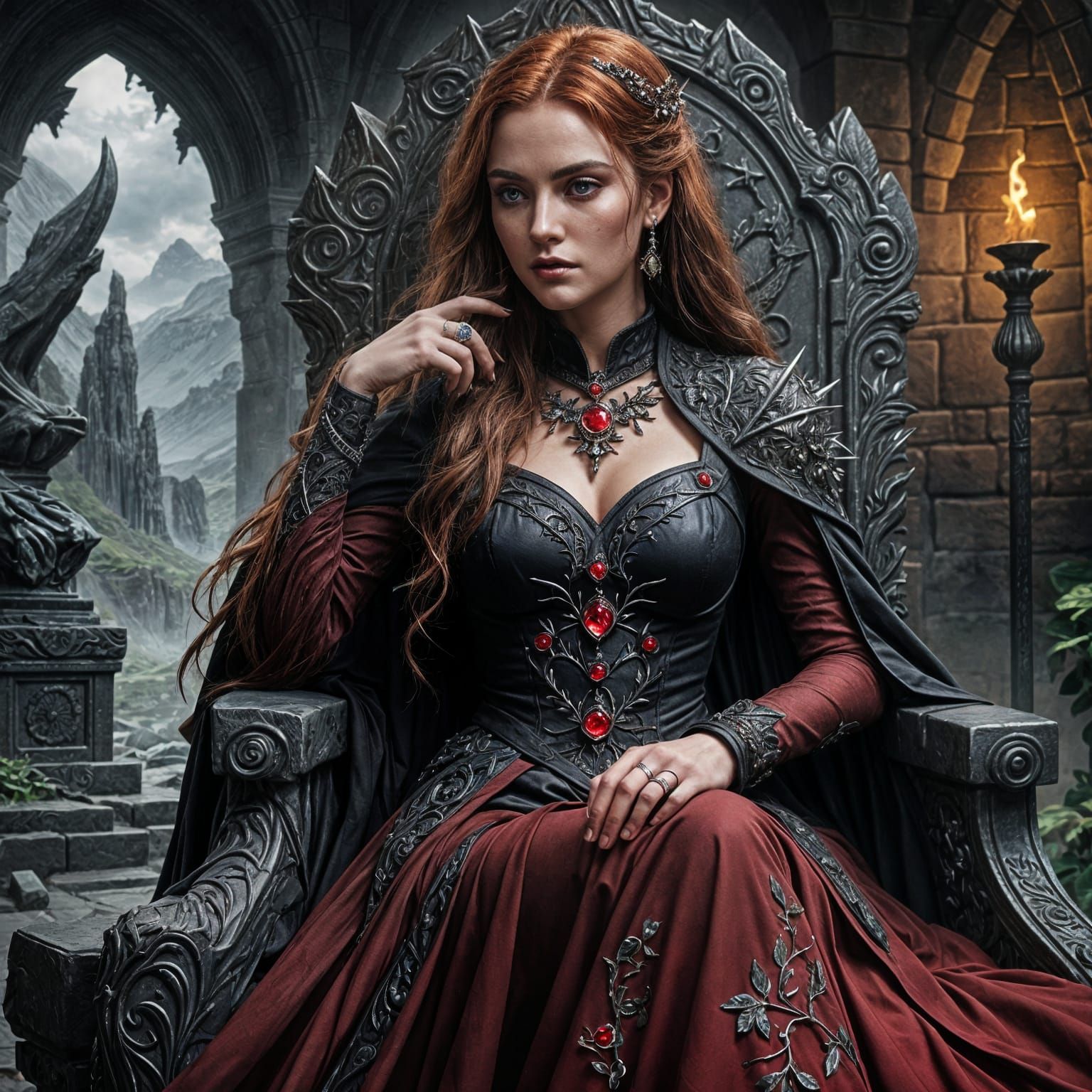 Amarantha's Dark Throne: A Hyper-Realistic Dark Fantasy Scen...