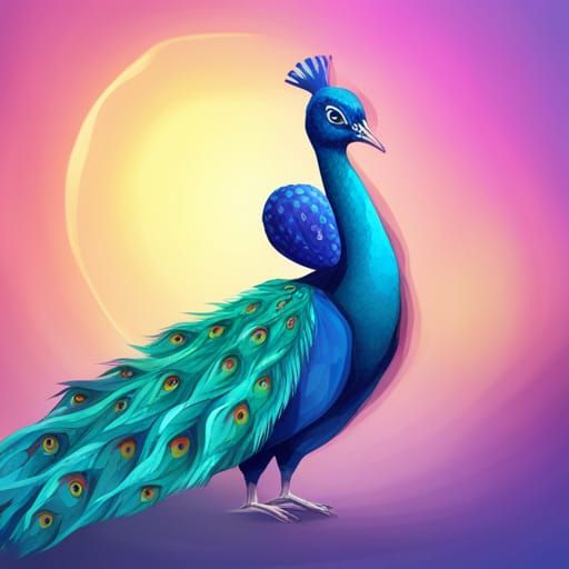 Cute 3D Peacock Vector Art in Isometric Style