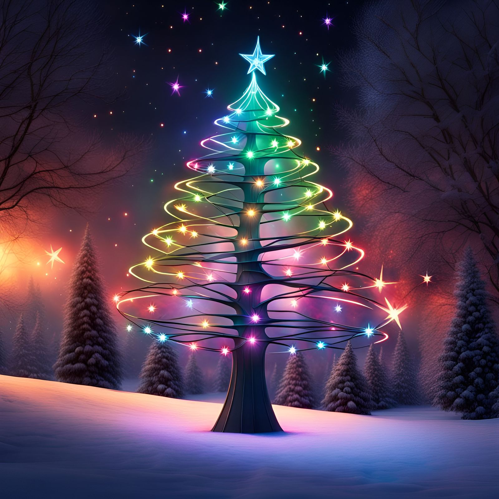 Alien Christmas Tree with Dancing Elves