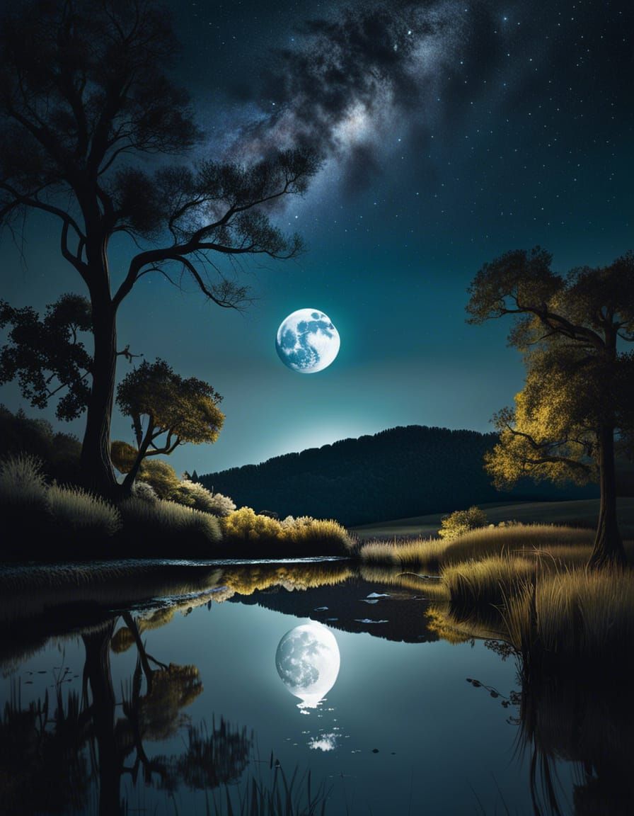 Moonlit Night: A Serene and Tranquil Landscape
