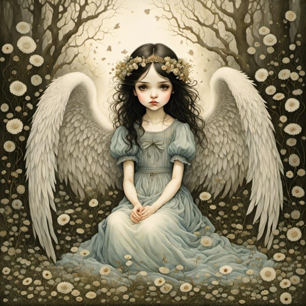 Emo Anime Angel in Mark Ryden Style