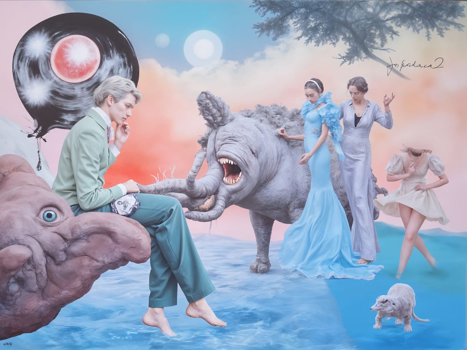 Surreal Scene in Style of Moebius and Dali