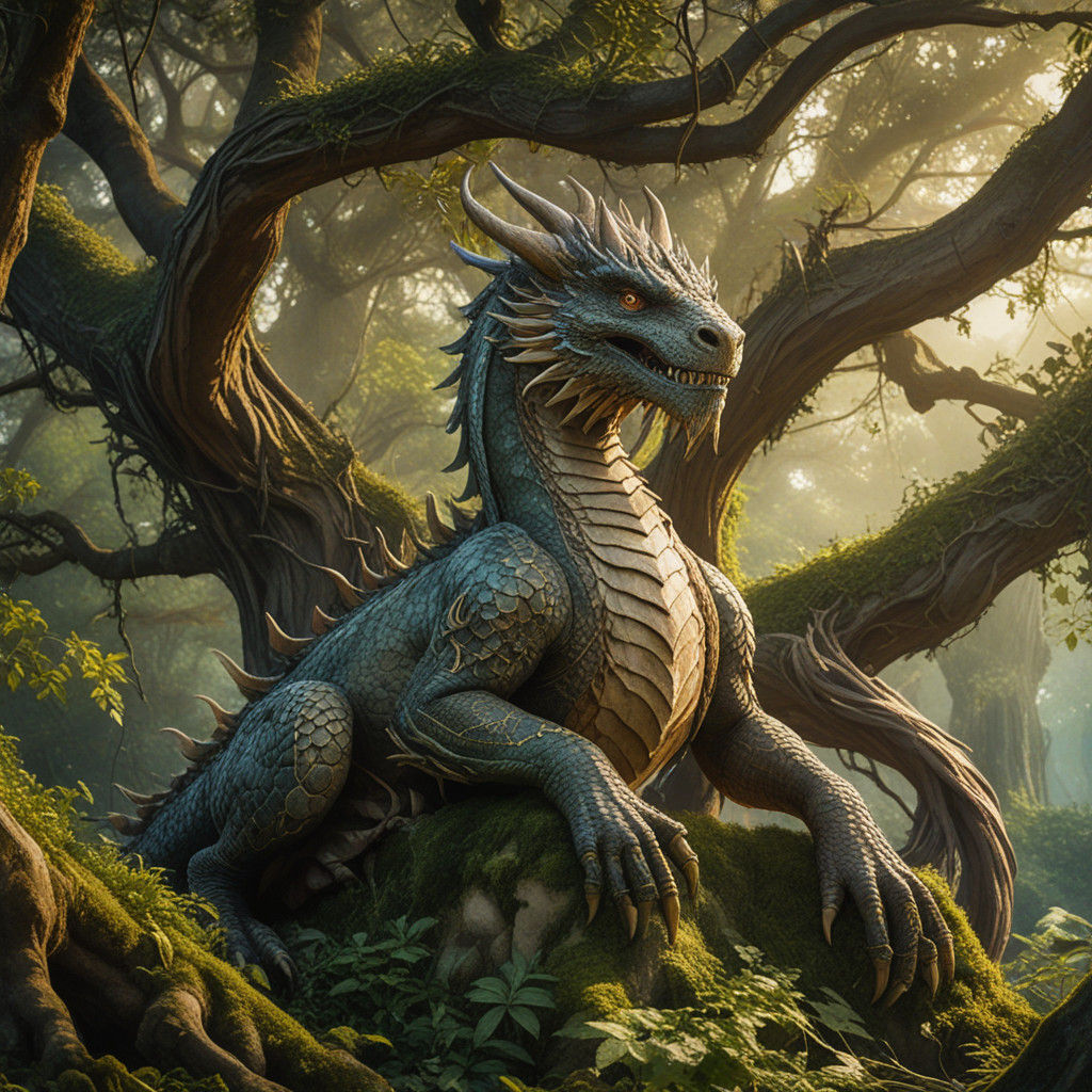 Noble Dragon Amidst Ancient Ruins