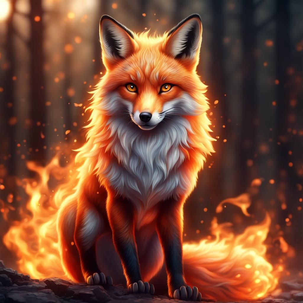 Magical Fire Fox in Detailed 8K Resolution