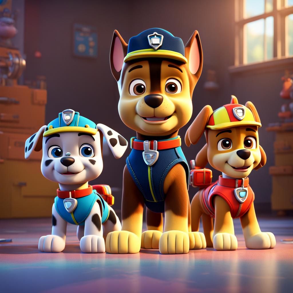 Rubble and Family: Pixar-Style 3D Render