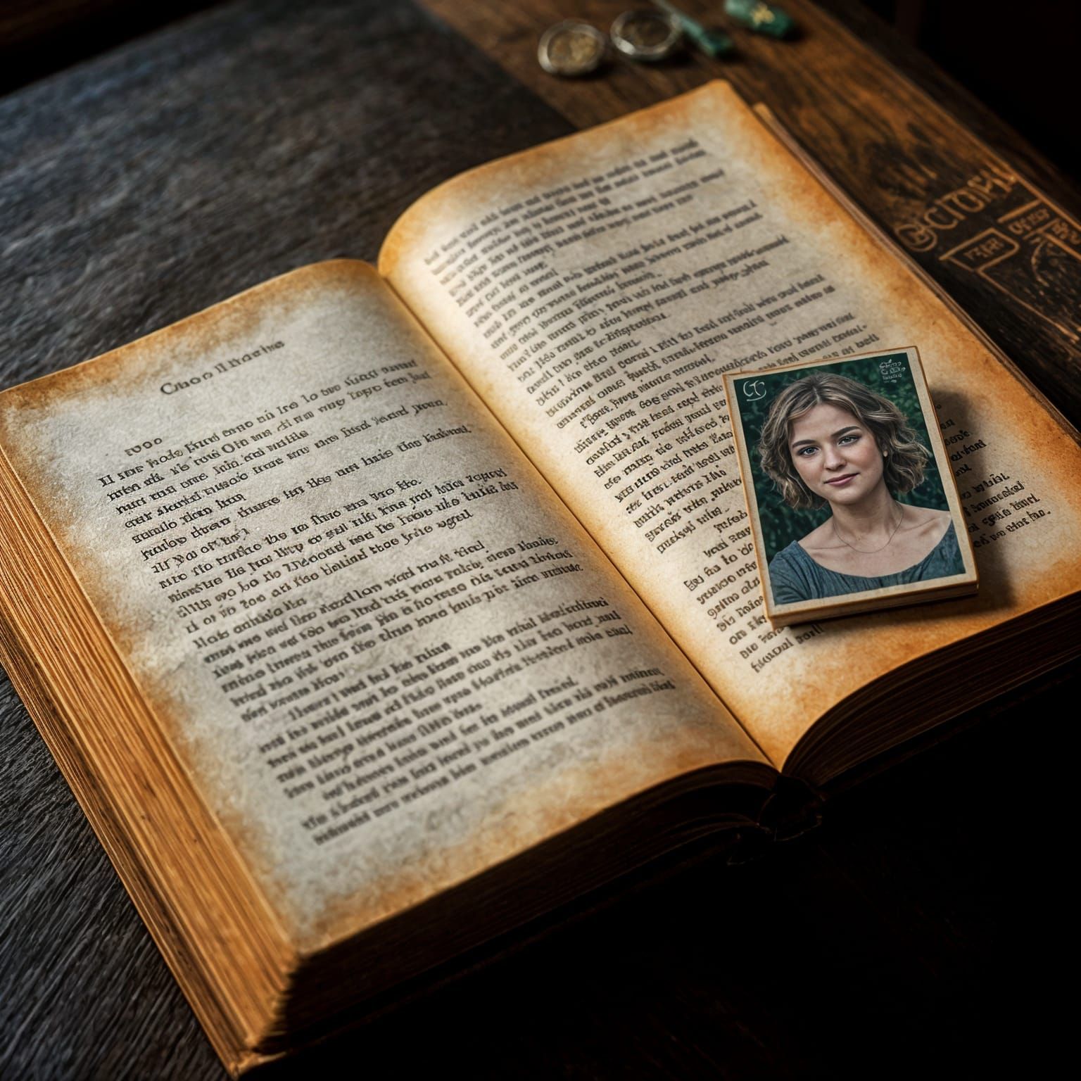 Open Book with Love Story and Author's Photo