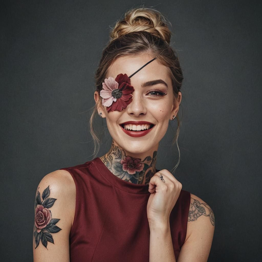 Floral Eyepatch Portrait in Fine Art Style