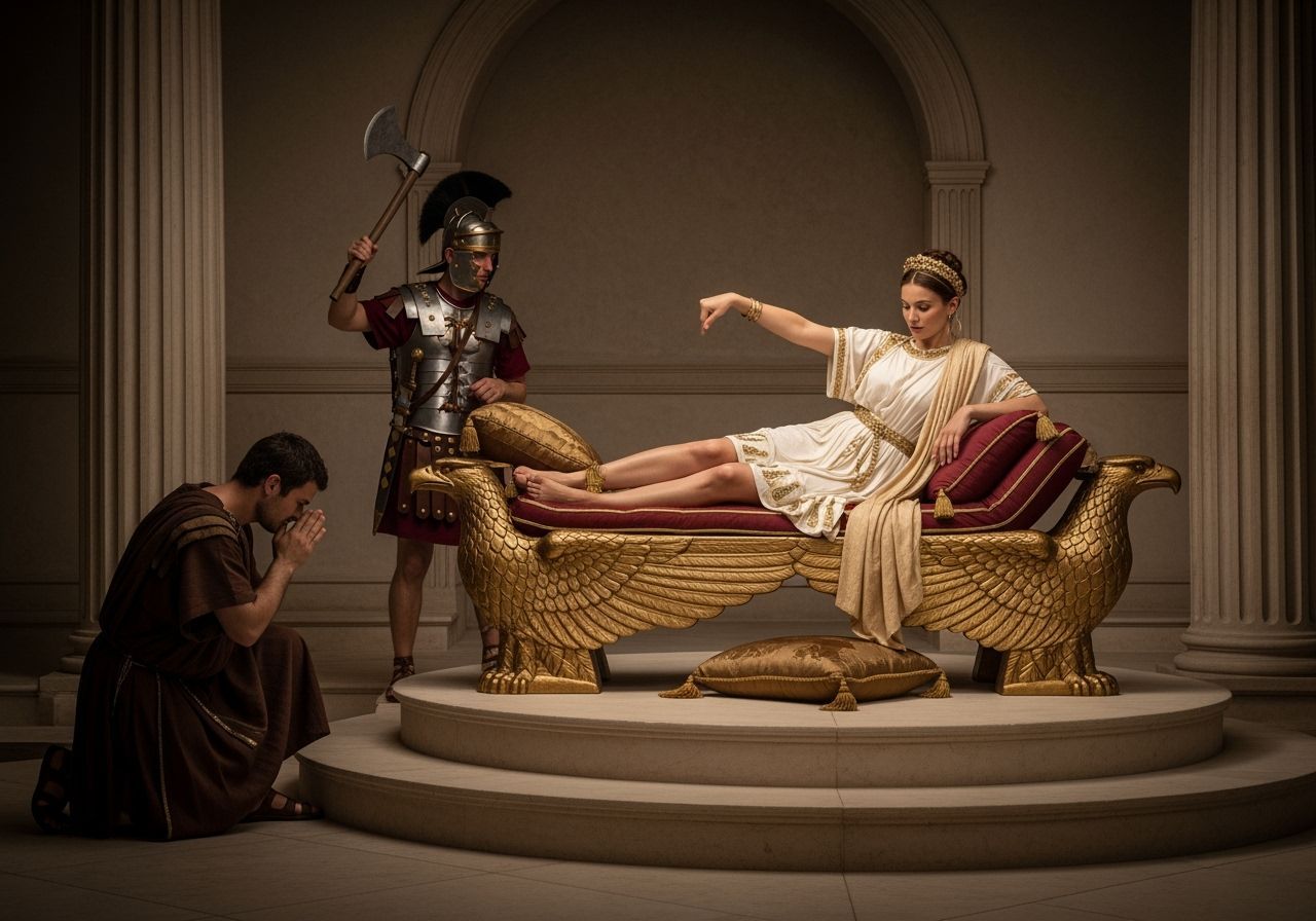 Regal Roman Empress in Lavish Throne Room