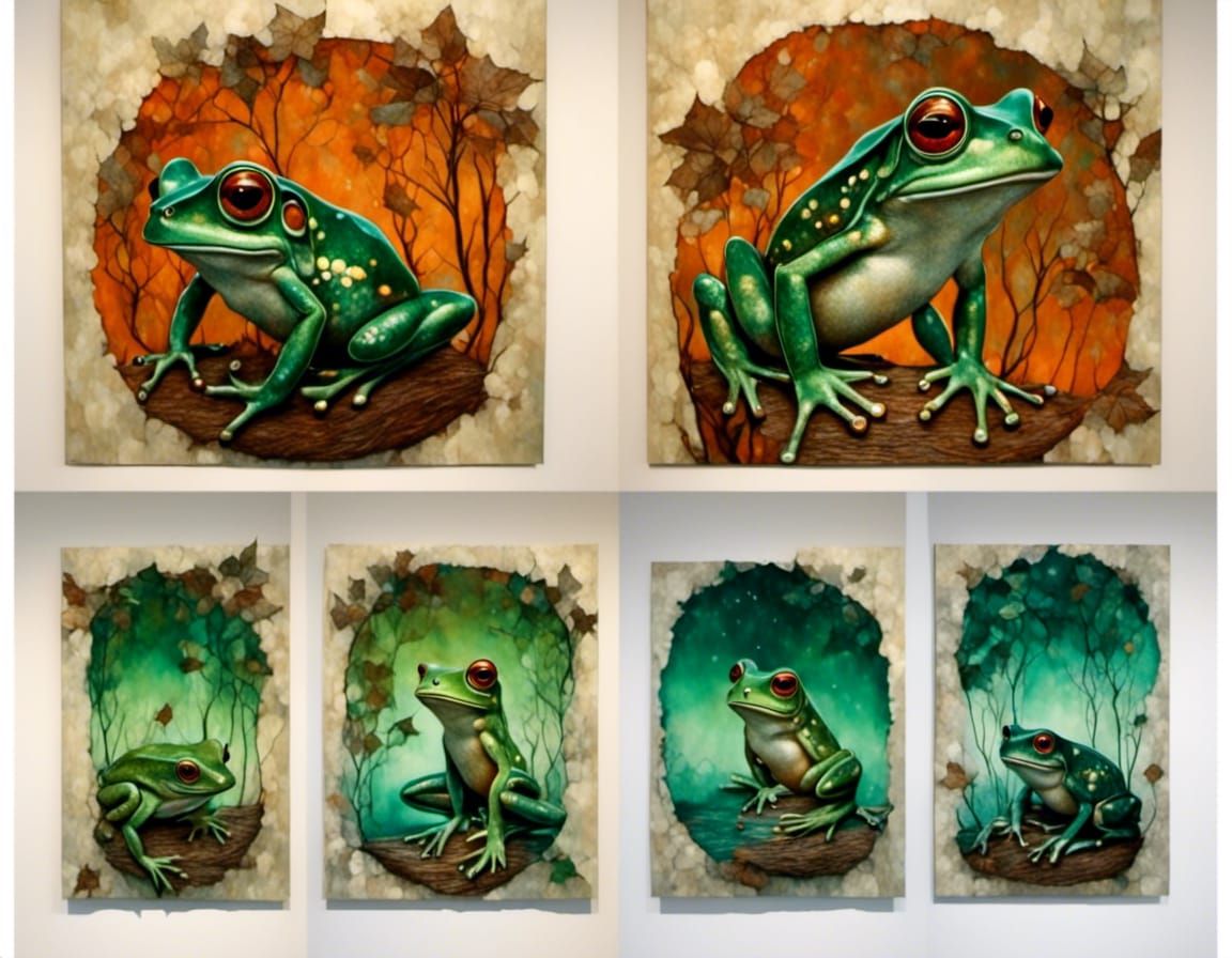 Triplets of Belleville in Forest, Oil on Canvas