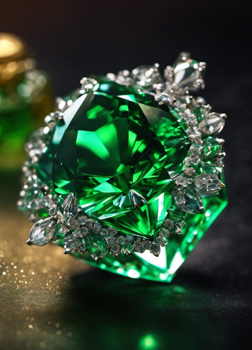 Magical Emerald Love Potion with Crystal Details