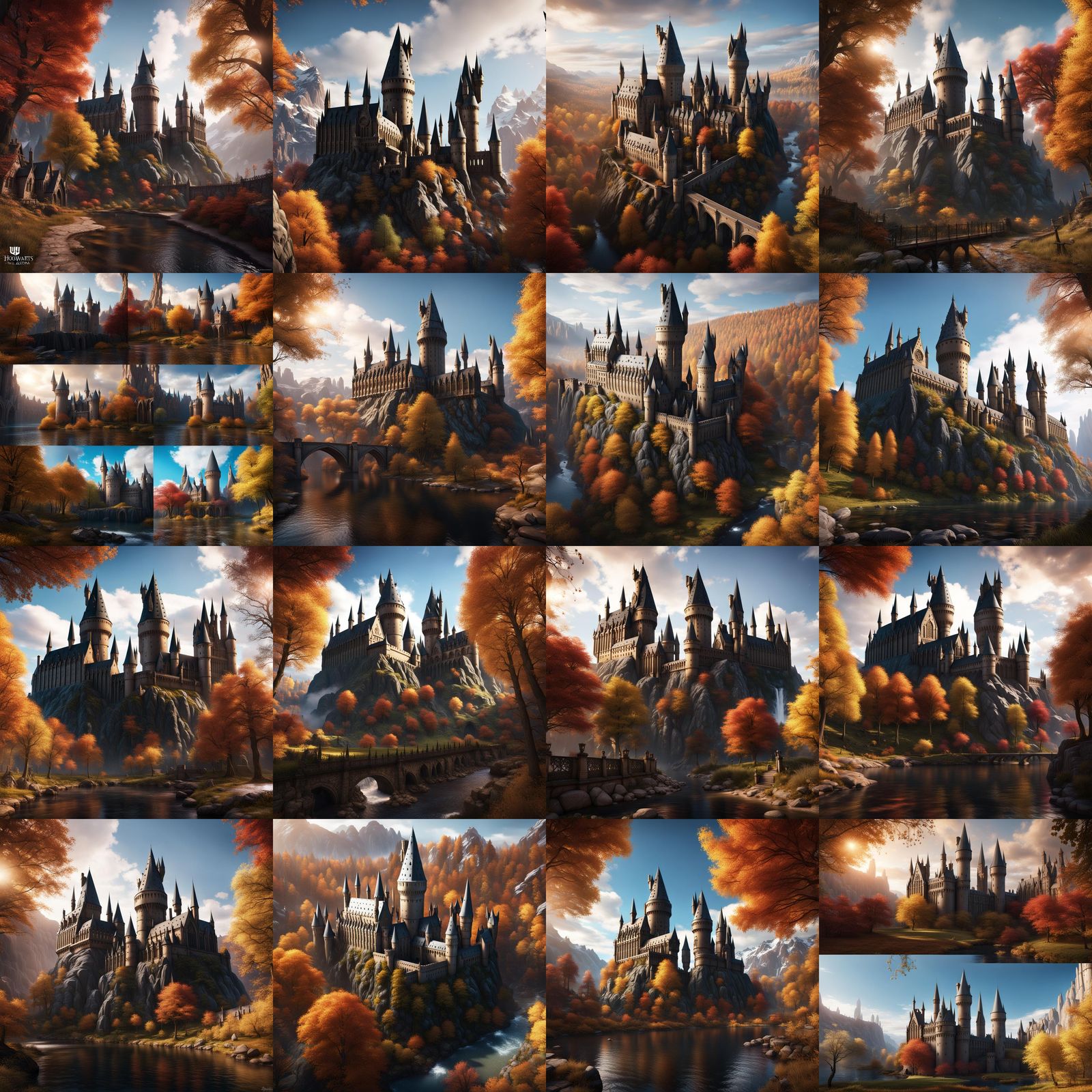 Hogwarts Castle Through the Seasons: A Digital Painting