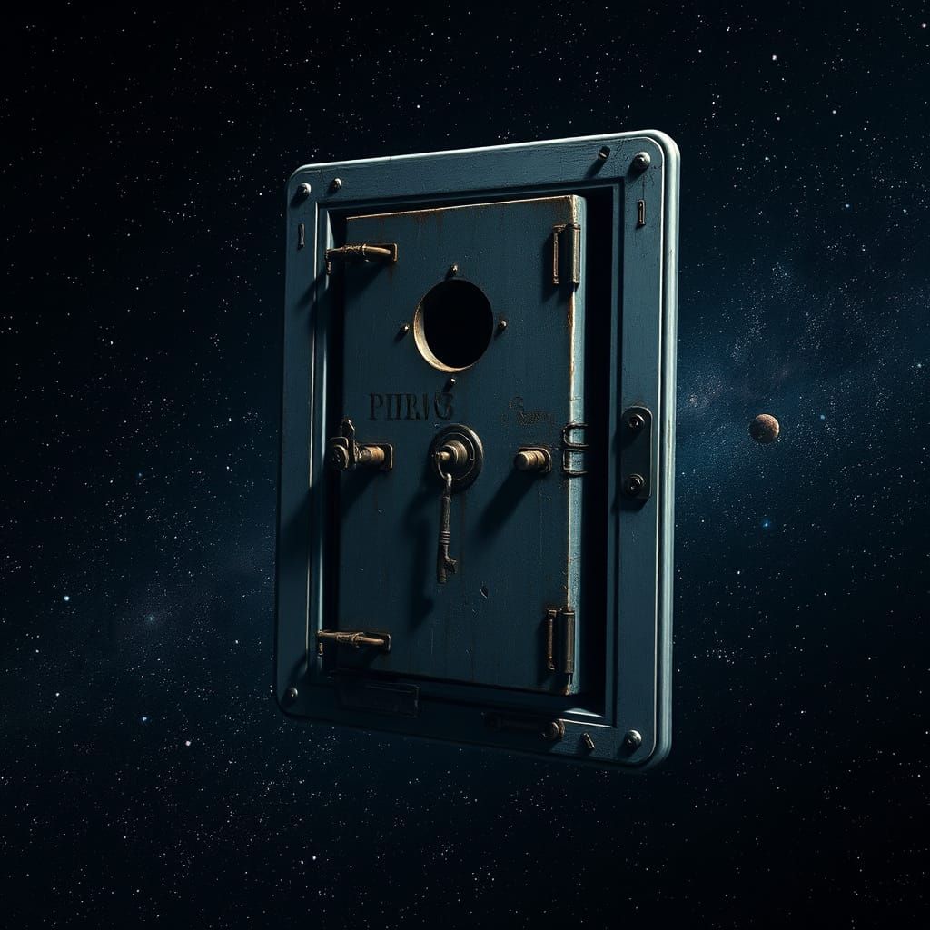 A door floating in space