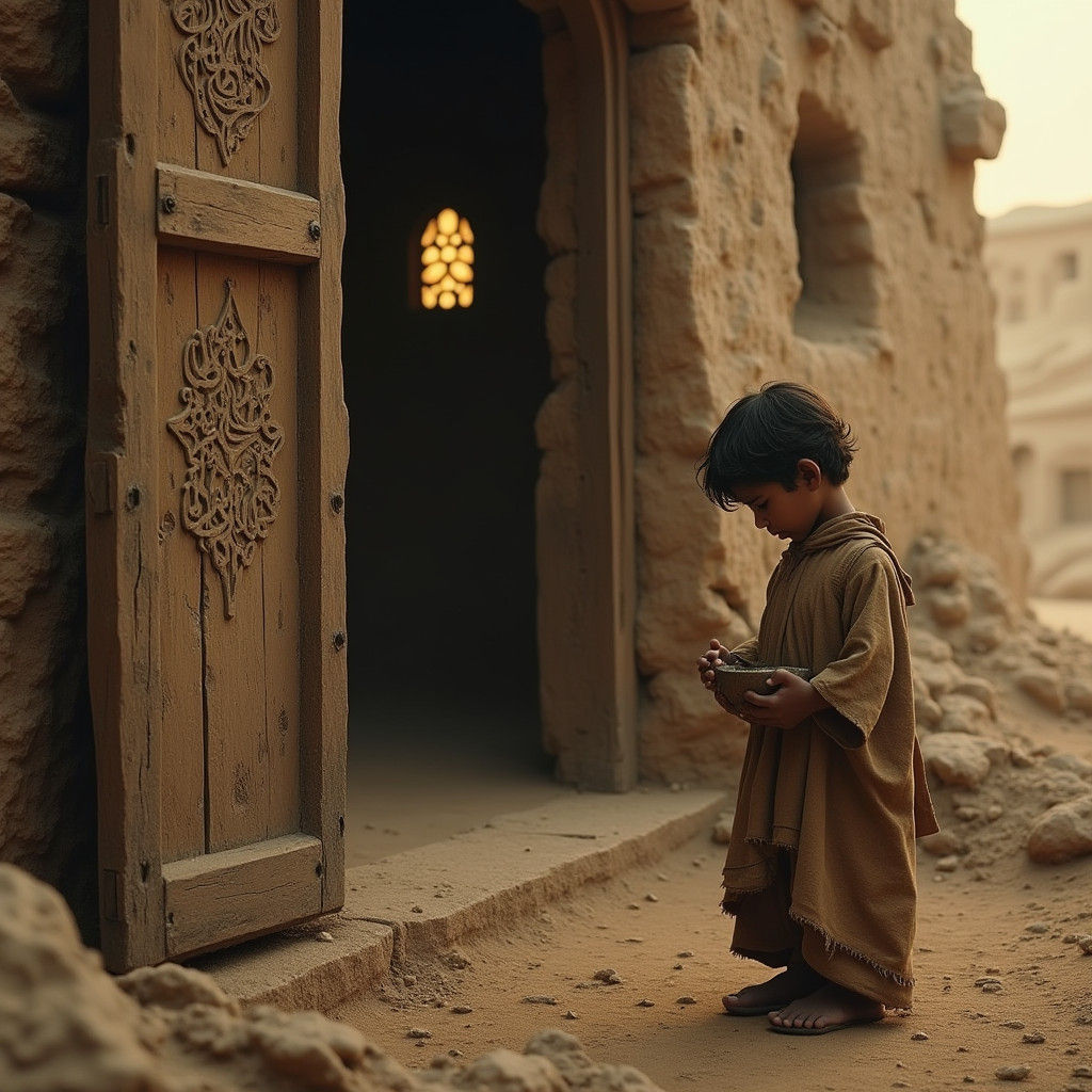 Impoverished Boy Seeks Alms: Digital Matte Painting