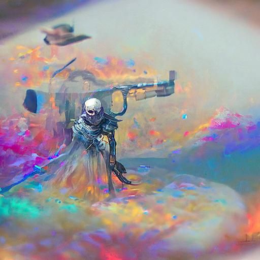 Astral Machine Gun Illustration in Mixed Media
