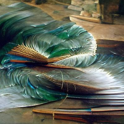 Peacock Feathers in Oil Paint Style