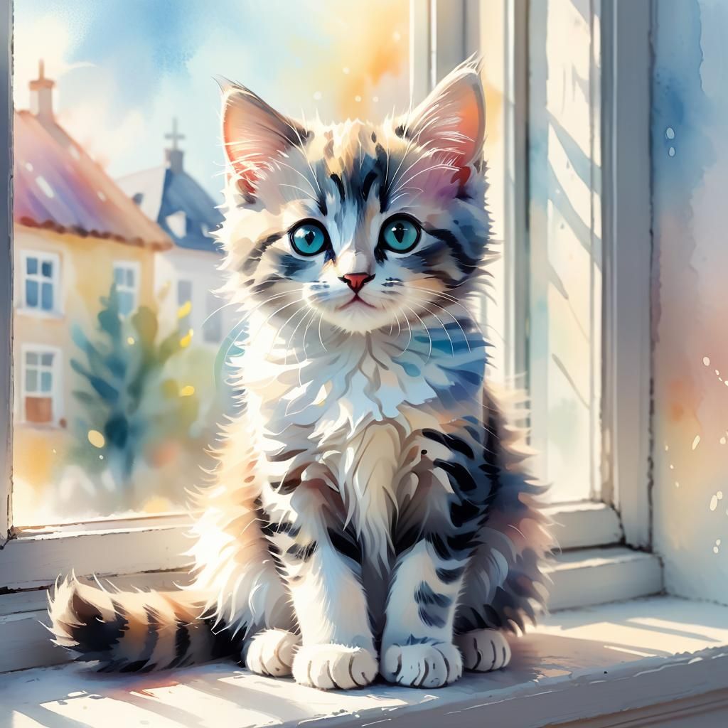 Whimsical Kitten in Warm Sunlight