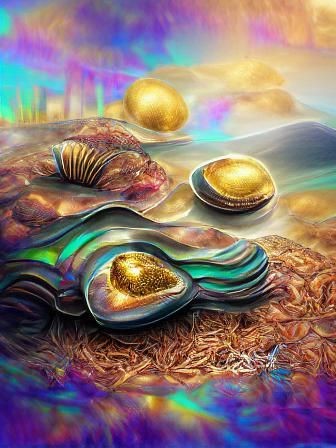 Abalone and Gold Dream: High-Resolution Illustration