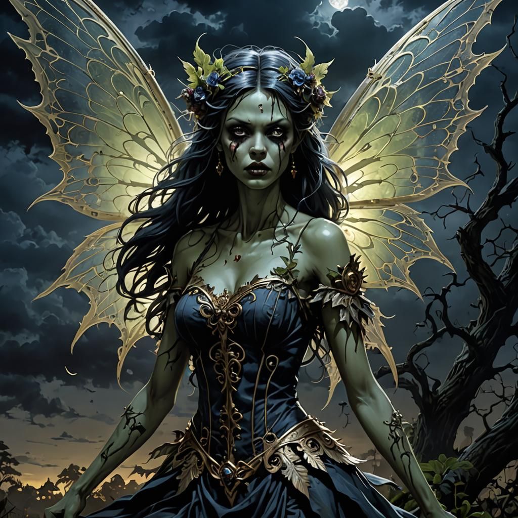 Zombie Fairy in a Dark Fantasy Dreamscape