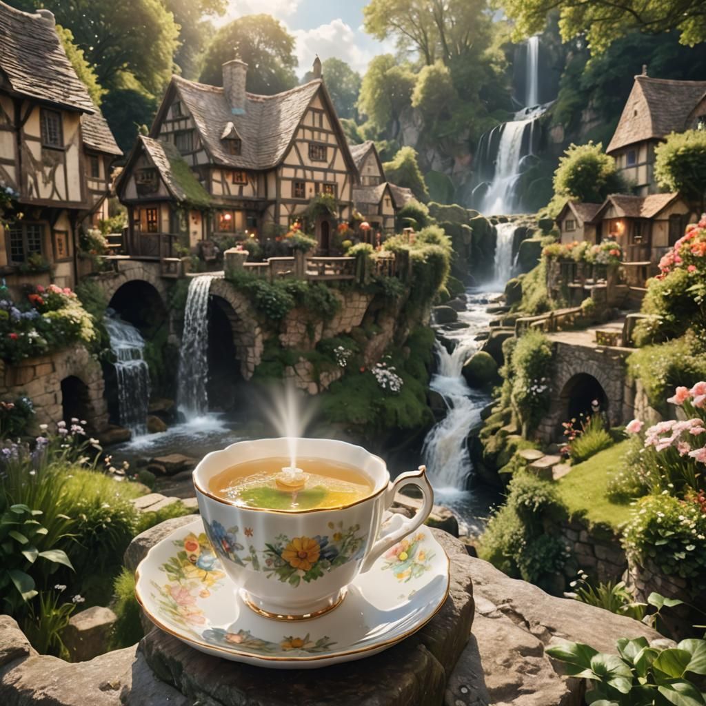 Teacup Village: Medieval Fantasy Scene