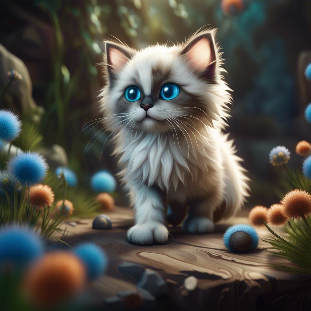 Fluffy Ragdoll Kitten Showing Toe Beans