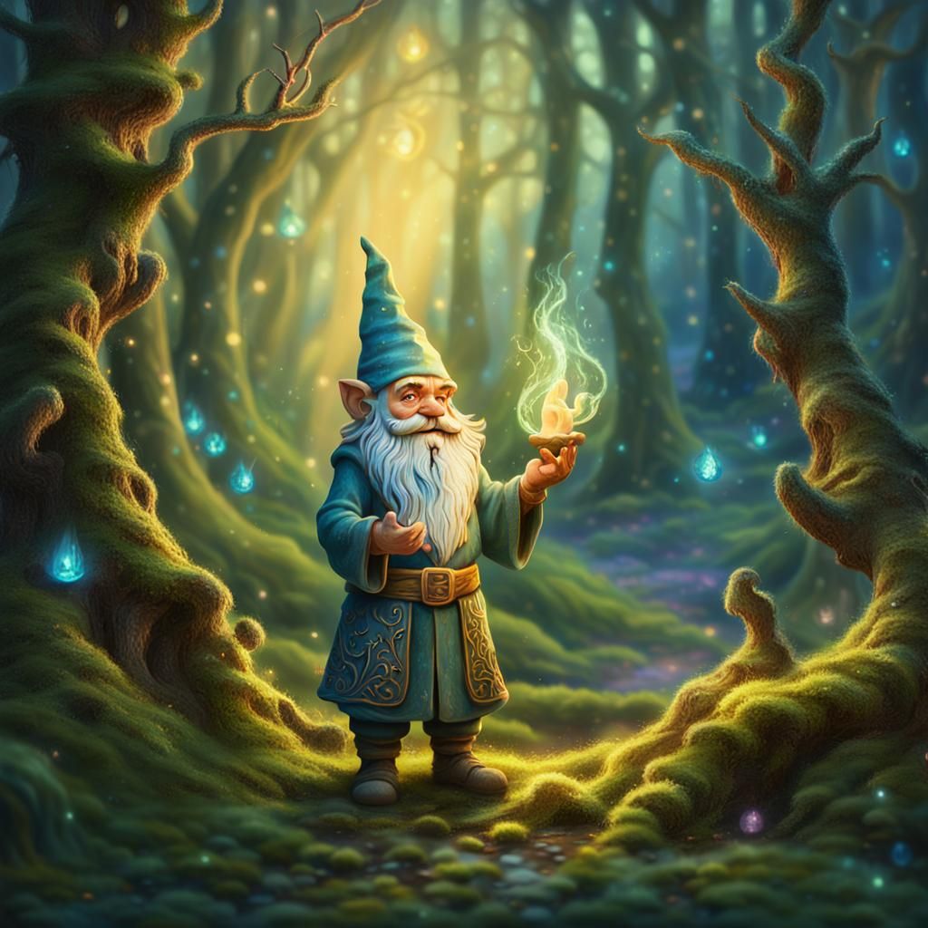Gnome Sorcerer in Mystical Forest Glade