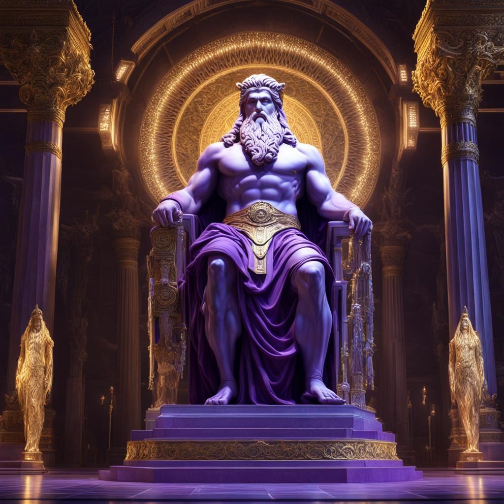 Zeus Statue in Temple with Volumetric Lighting