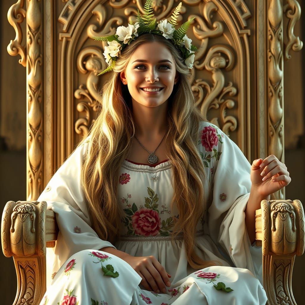 Medieval Queen in Regal Splendor