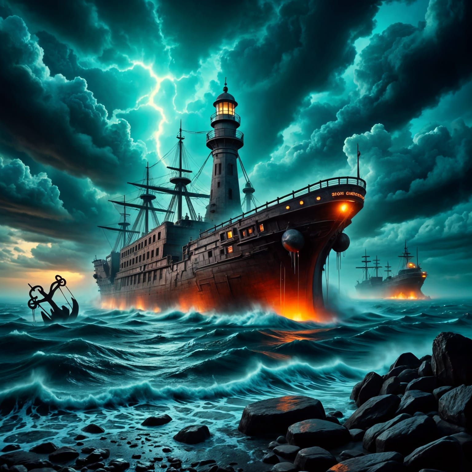 Stormy Shipwreck in Triadic Colors