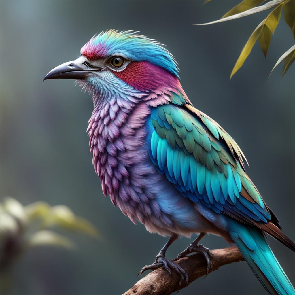 Hyperdetailed Lilac-Breasted Roller Bird Portrait in Vibrant...