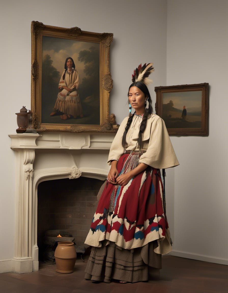 Native American Woman in Surreal Portrait