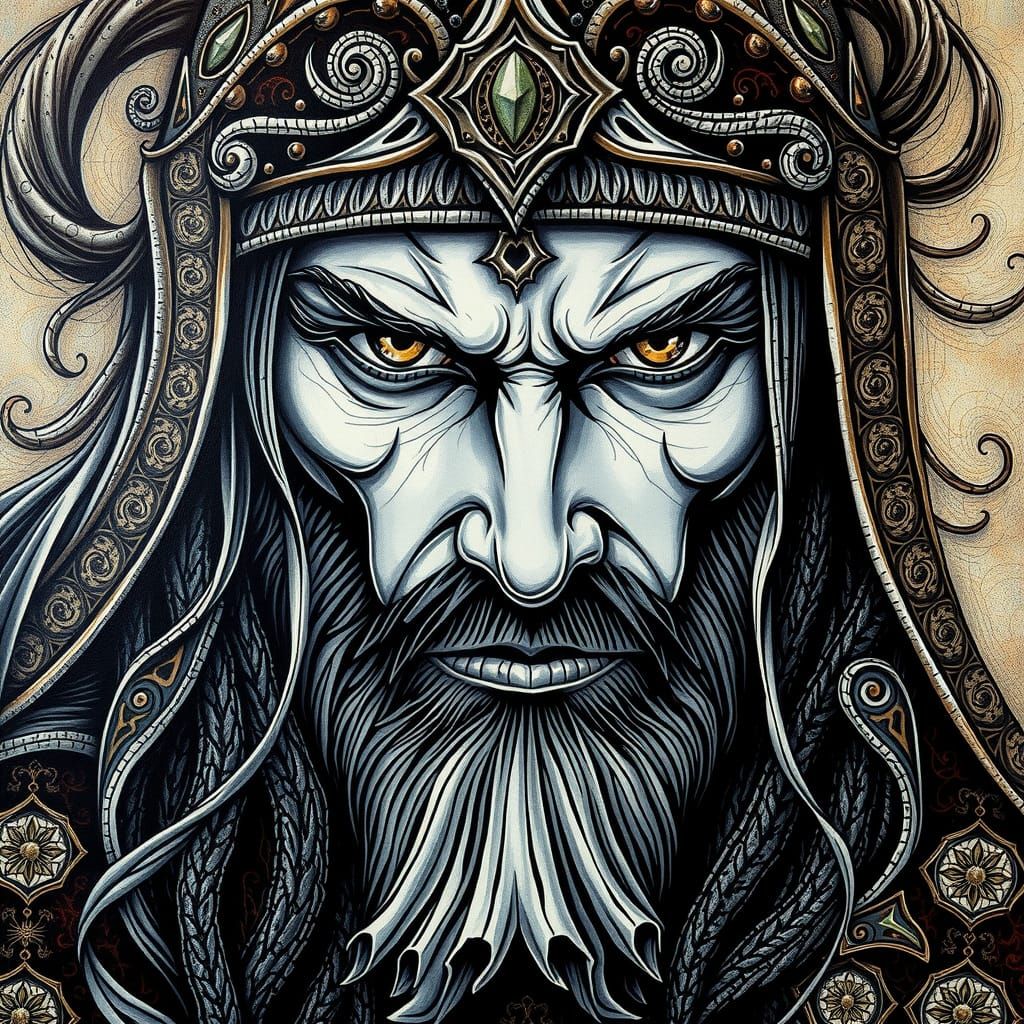 Warrior Portrait in Romantic Storybook Style