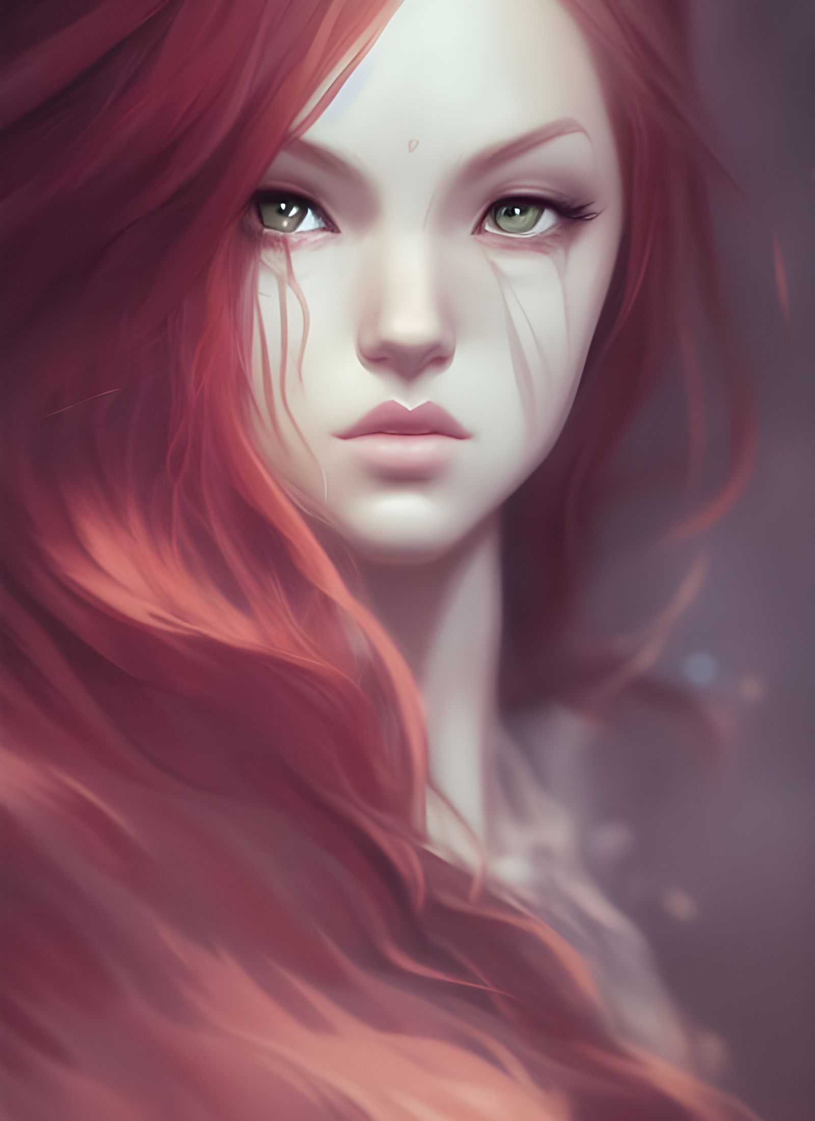 Redheaded Elven Goddess Portrait in Digital Illustration