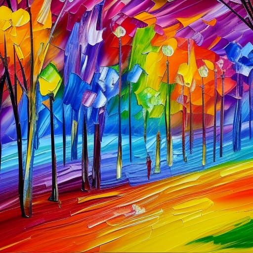 Colorful Candy Land in Expressionist Oil Painting