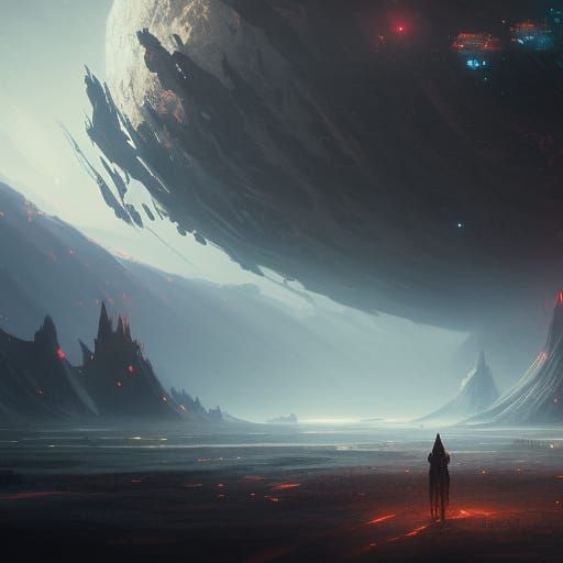 Fantasy Planet Art in Purple and Yellow