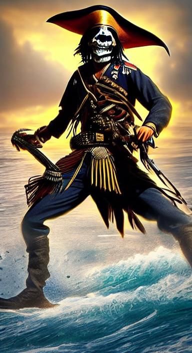 Native American Pirate Prince on Treasure Chest