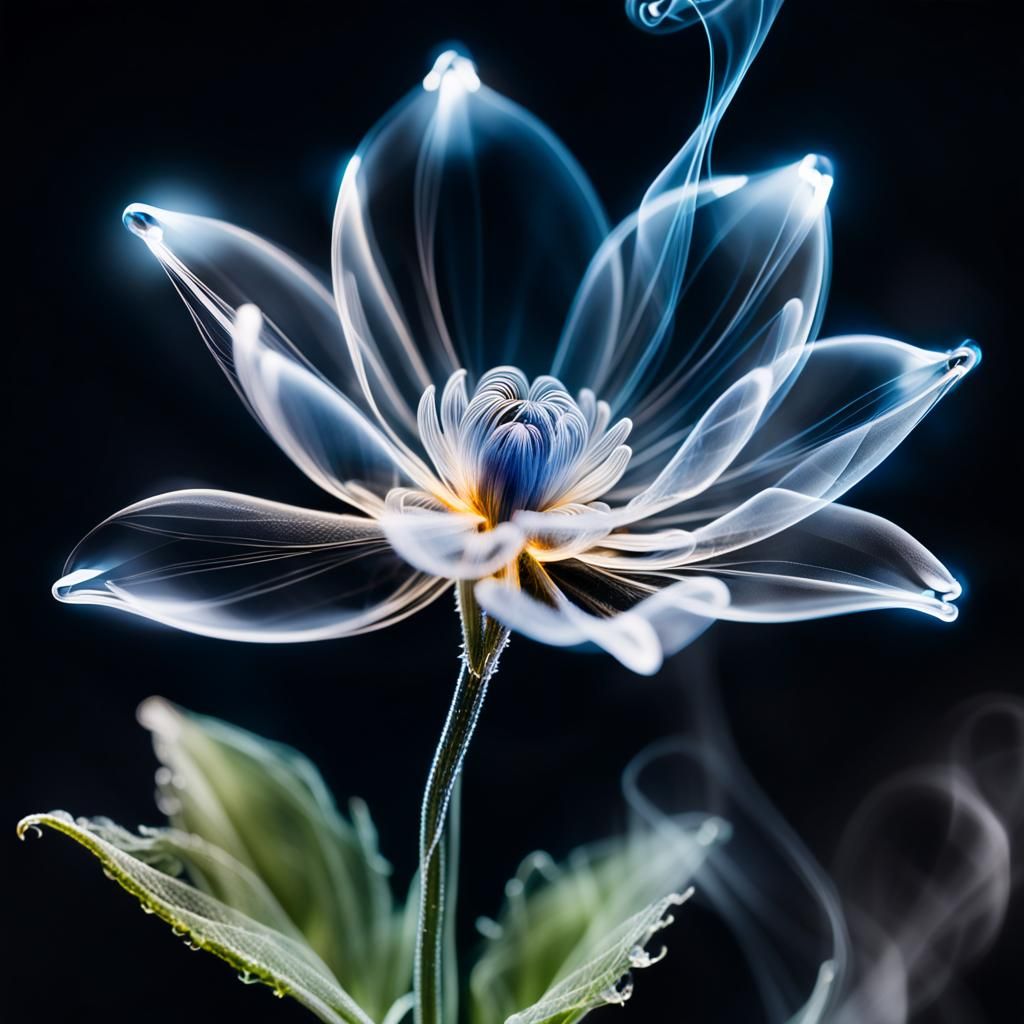 Crystal Flower Smoke Art in Natural Lighting