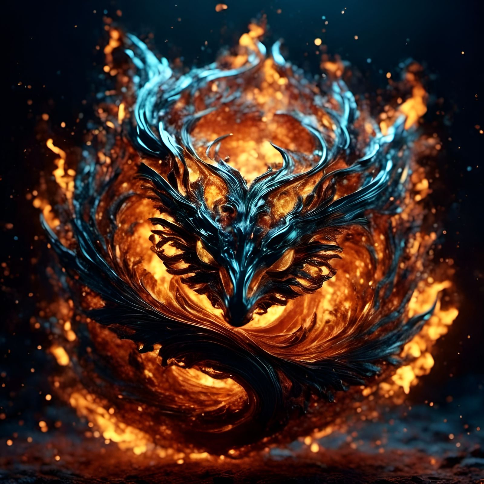 Majestic Phoenix with Glowing Runes and Glass Organs