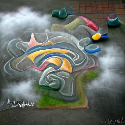 Abstract Chalk Art: Rainy Day in the Northwest