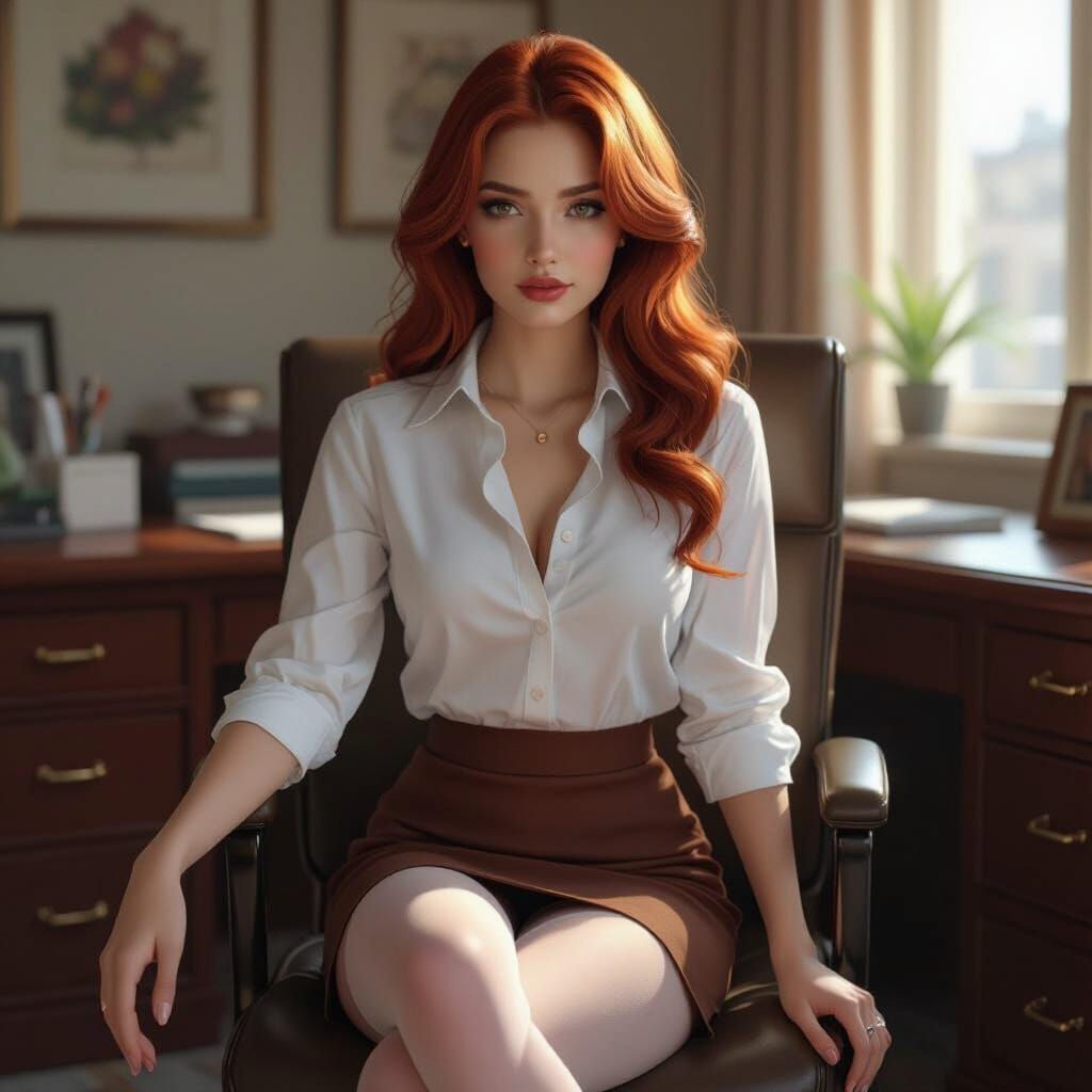 Hyperrealistic Office Woman in Fantasy Concept Art