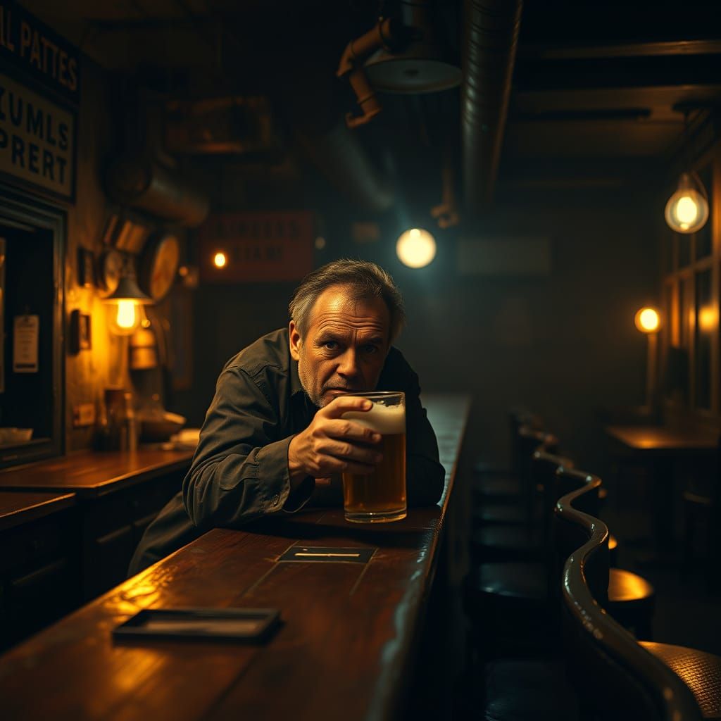 Gritty Bar Scene in Cinematic Lighting