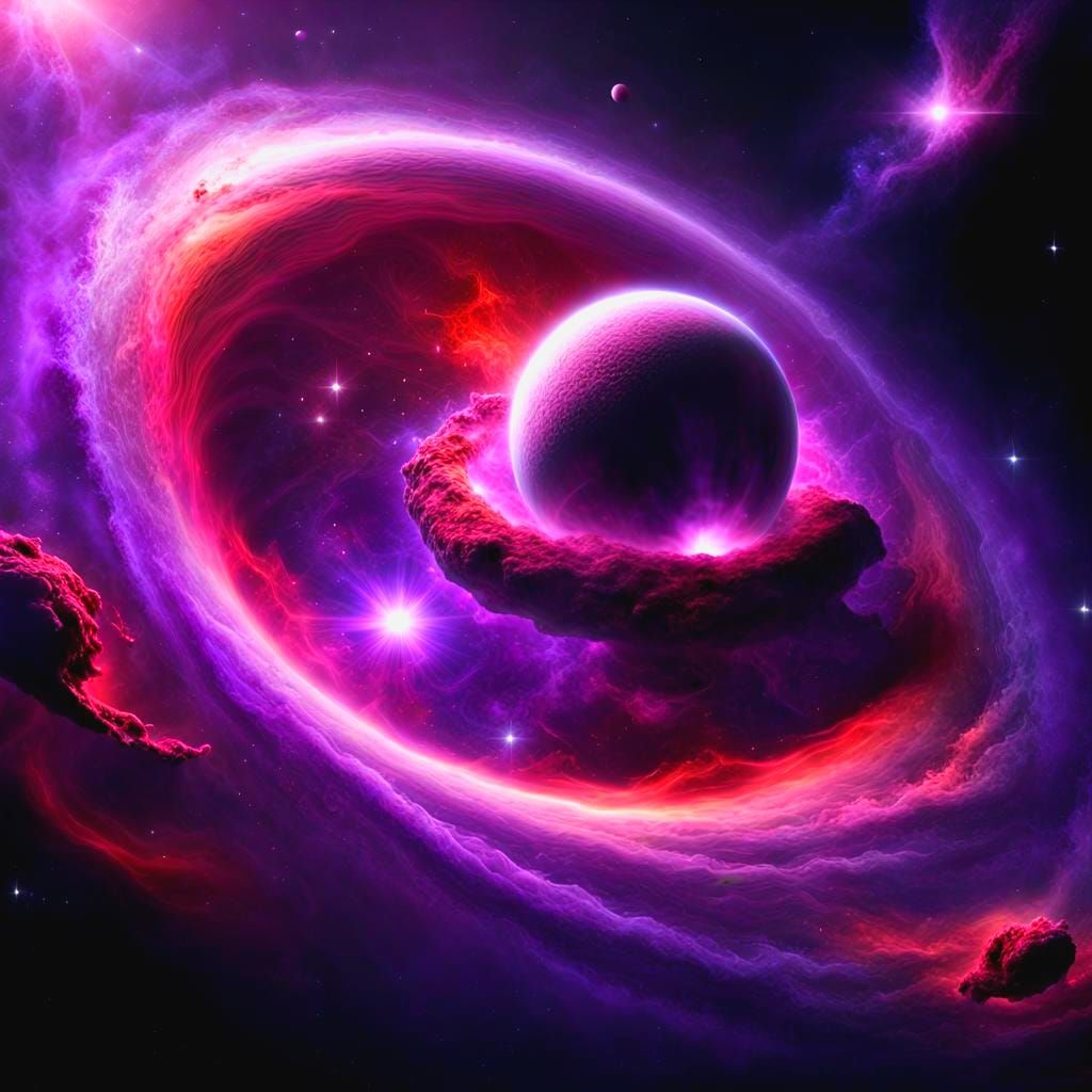 Cosmic Birth: Hyperdetailed Universe Origin in Purple and Re...