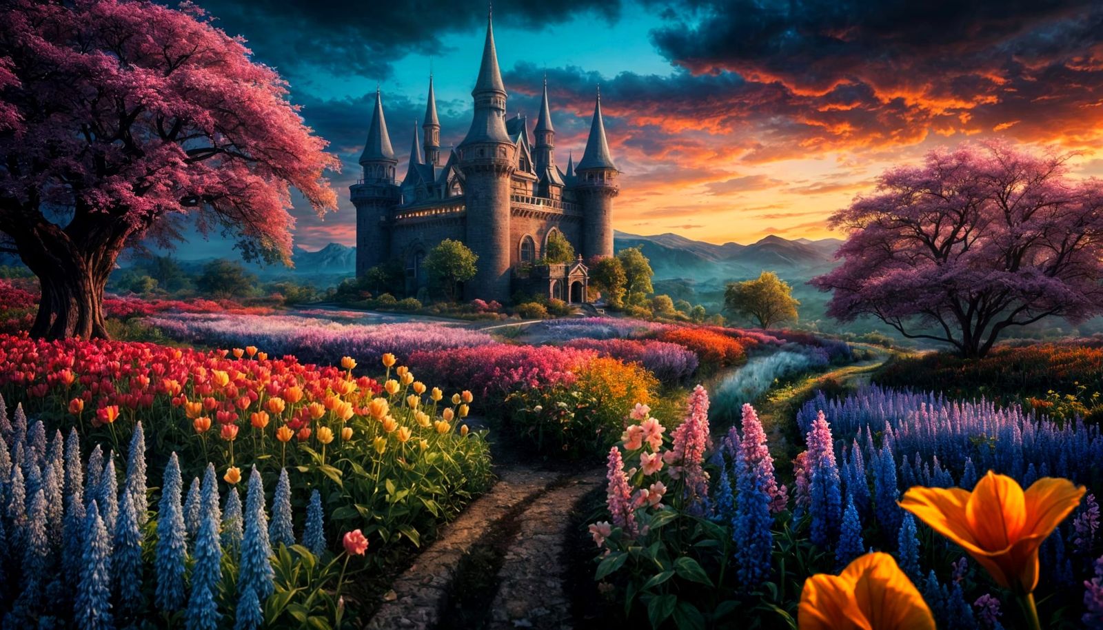 Fantasy Kingdom with Mystical Animals in Photorealistic Styl...