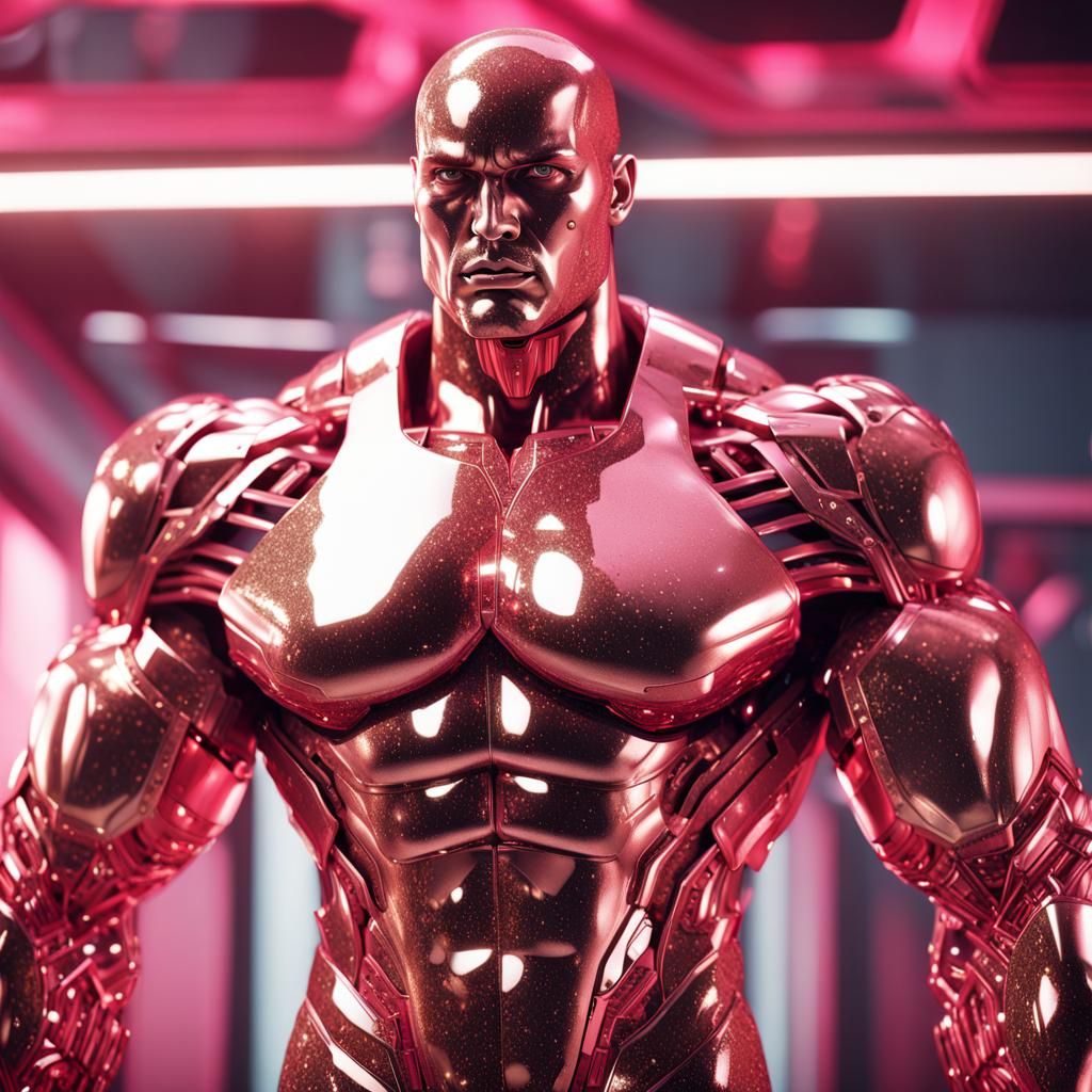 Futuristic Muscle Man Valentine in Sci-Fi Style