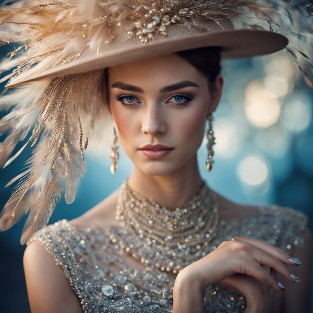 Elegant Woman in Dark Gown Portrait