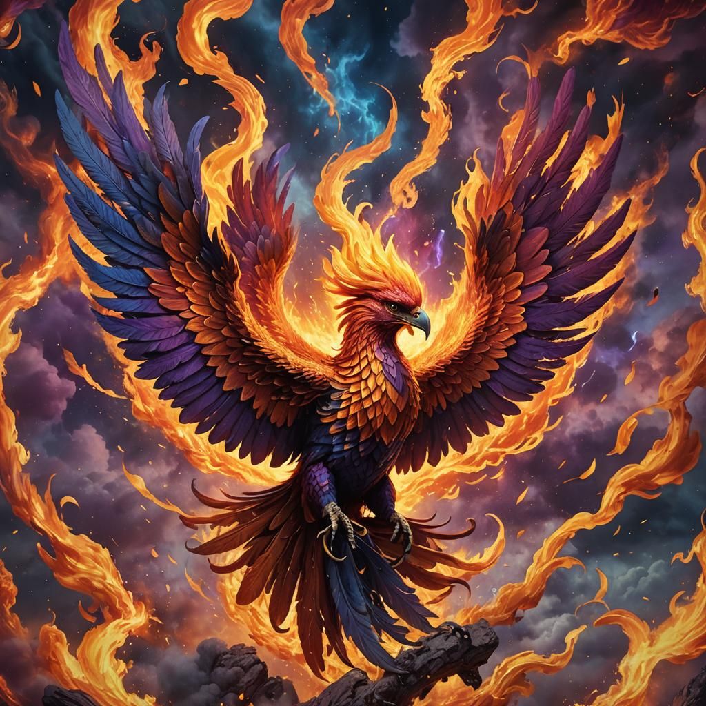 Fiery Phoenix Emblem in Hyperrealistic Concept Art