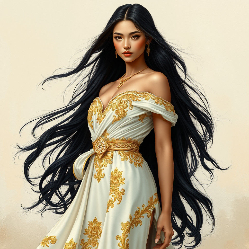 Eurasian Beauty in Art Nouveau Style