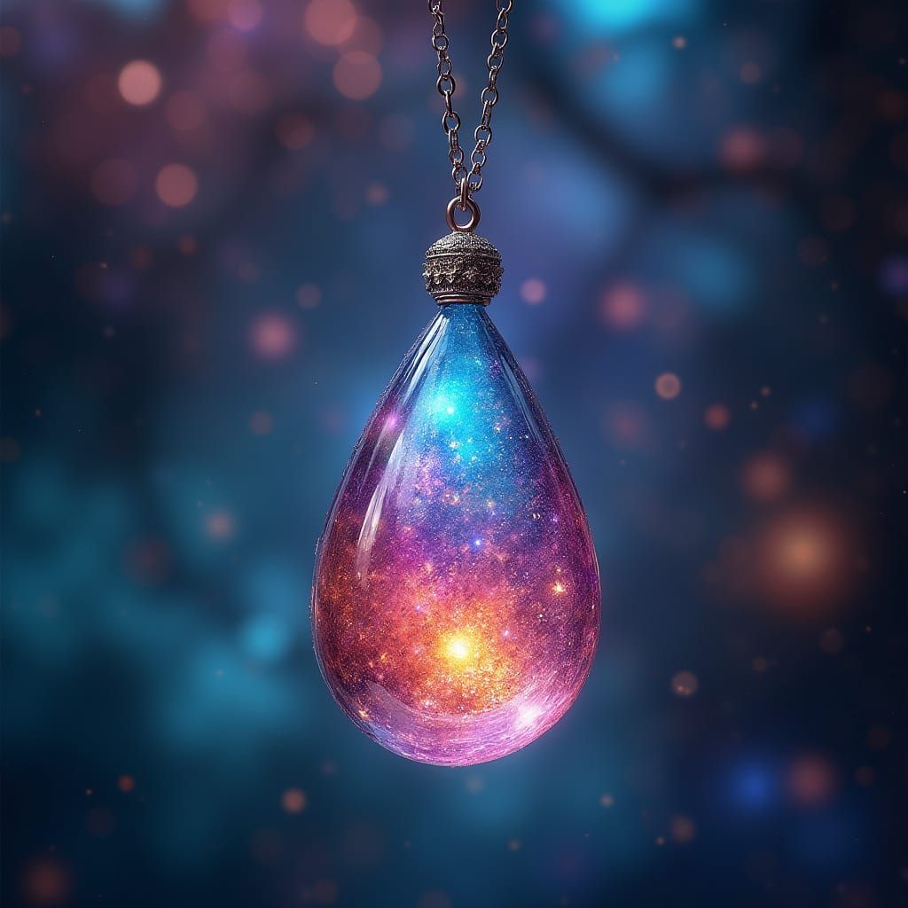Ethereal Dew Drop Pendant in Cosmic Dreamscape